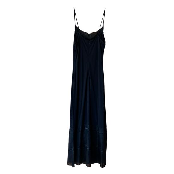 Vintage 90s Black Slip Dress Silk Trim Whimsigoth Quiet Luxury Size 6 - Picture 8 of 10